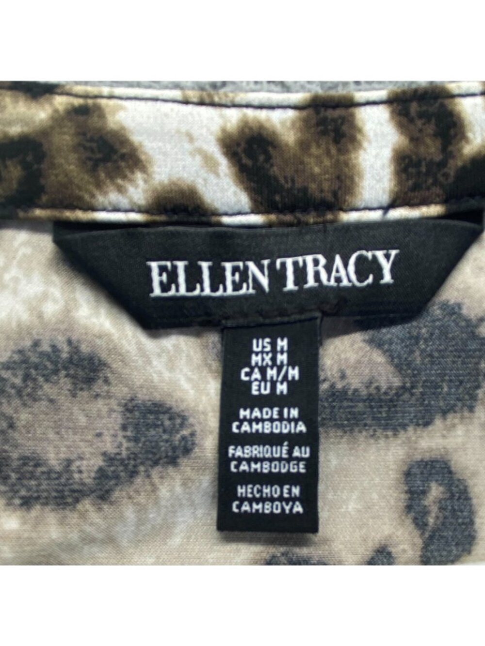 Ellen Tracy Women's Blouse Size M Animal Print Short Sleeve,Pullover Stretch - Picture 5 of 7